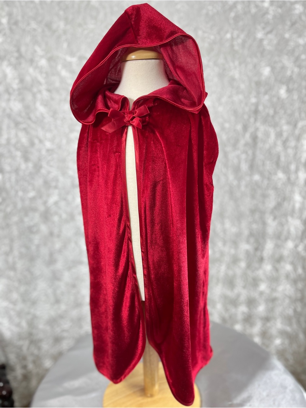 Red Velvet Hooded Cape/Cloak with Bow Tie by Little Adventures